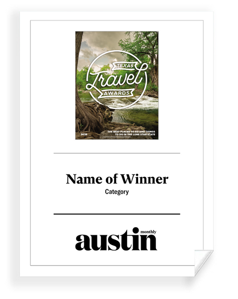 Austin Monthly "Texas Travel Awards" Window Cling