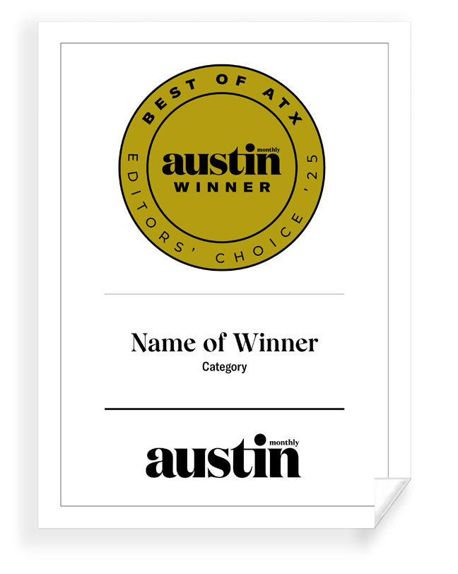 Austin Monthly "Best of ATX Award - Window Cling