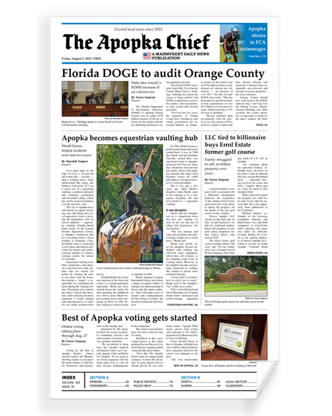Apopka Chief News Article - Frameable Archival Print