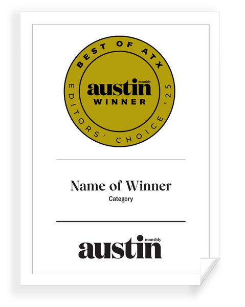Austin Monthly "Best of ATX Award - Window Cling