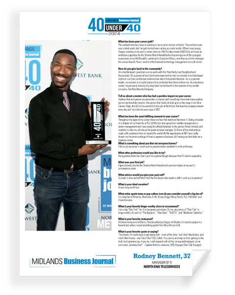 Midlands Business Journal 40 Under 40<br> Digital PDFs