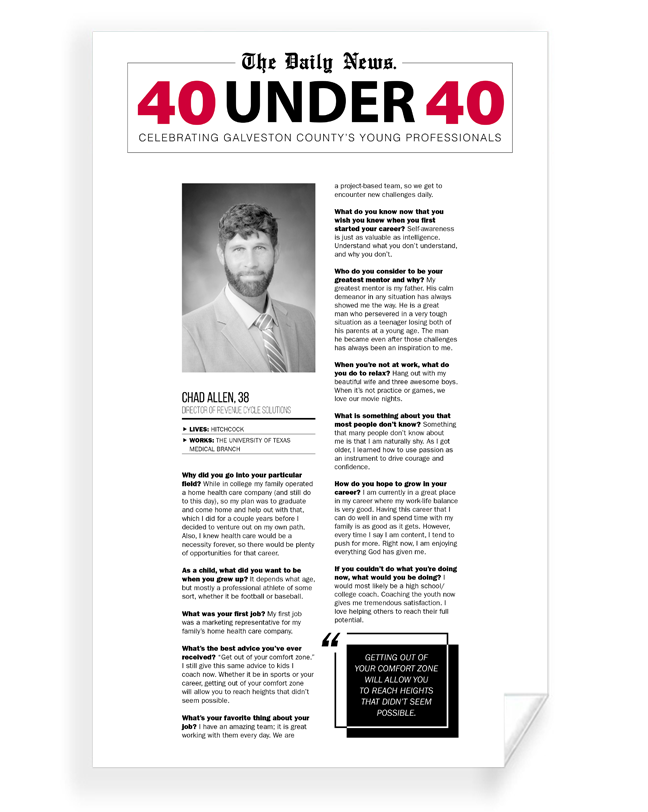 GC The Daily News - 40 Under 40 - Certificate