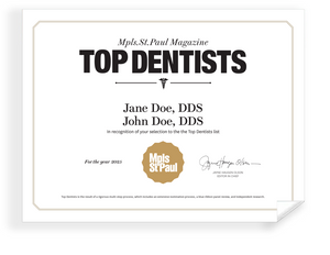 Mpls St. Paul - Top Dentists - Certificate