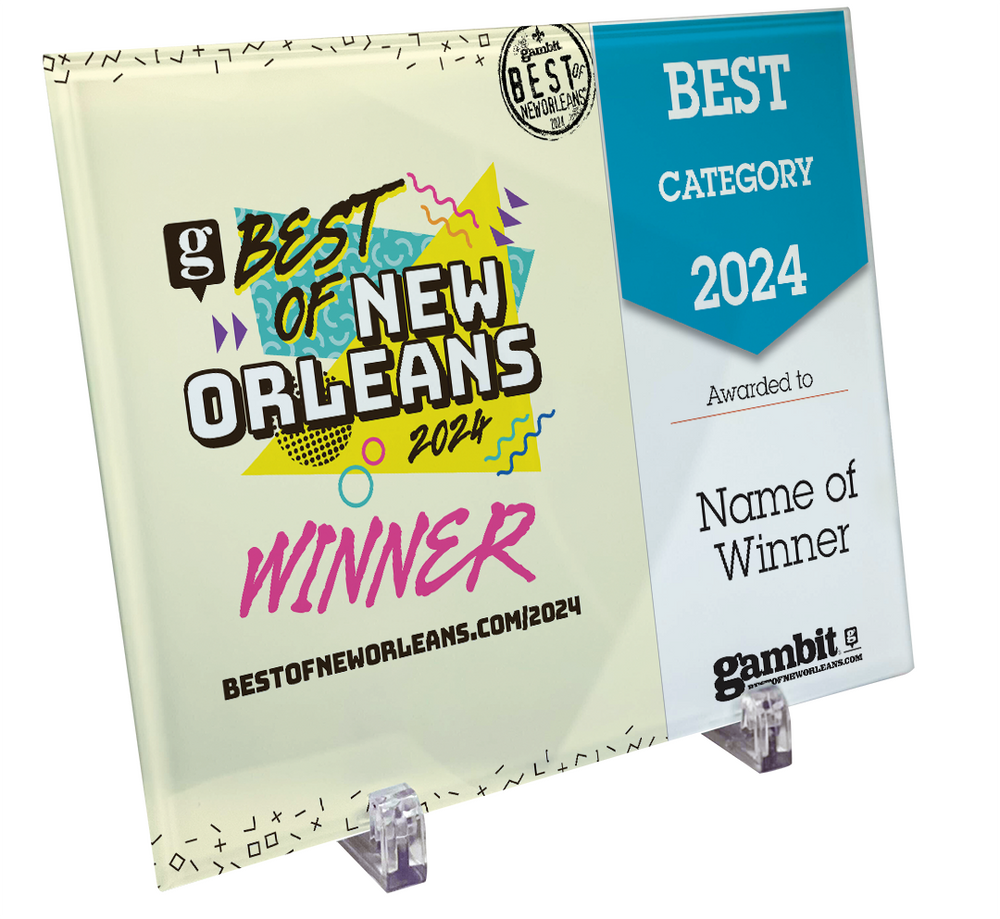 Gambit "Best of New Orleans" Award Plaque - Crystal Glass