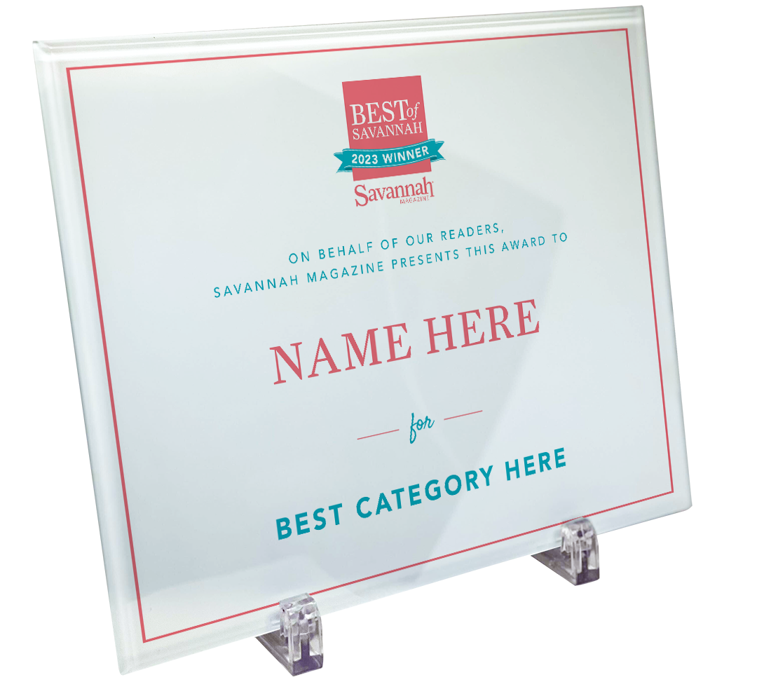 Savannah Magazine Best of Savannah Award Plaque - Glass