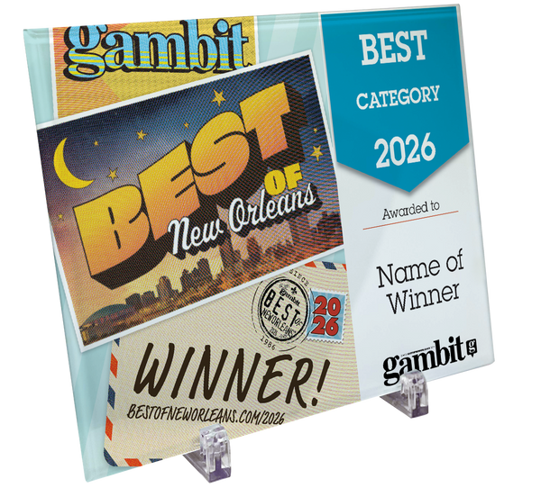 Gambit "Best of New Orleans" Award Plaque - Crystal Glass