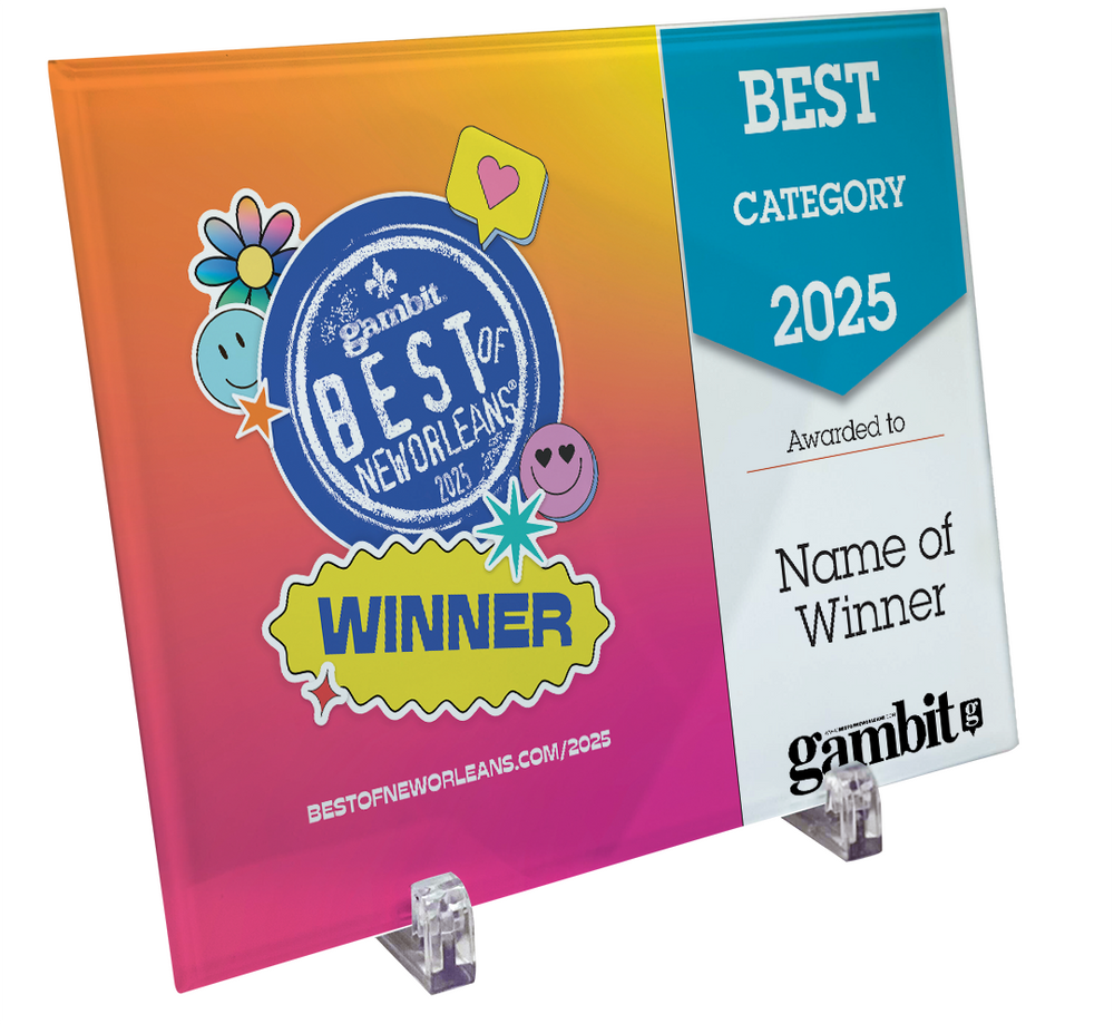 Gambit "Best of New Orleans" Award Plaque - Crystal Glass