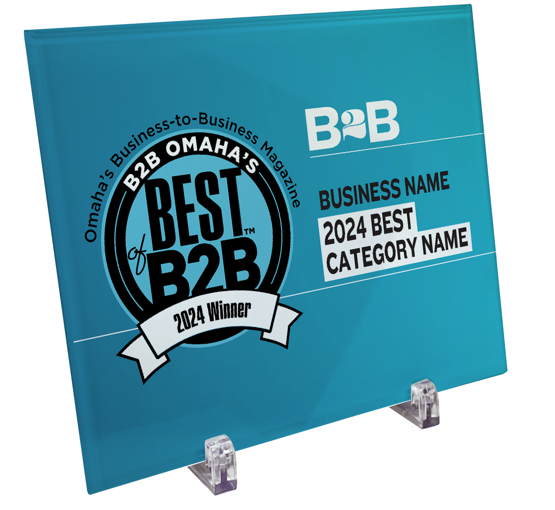 B2B Omaha's Best of B2B Award Glass Award