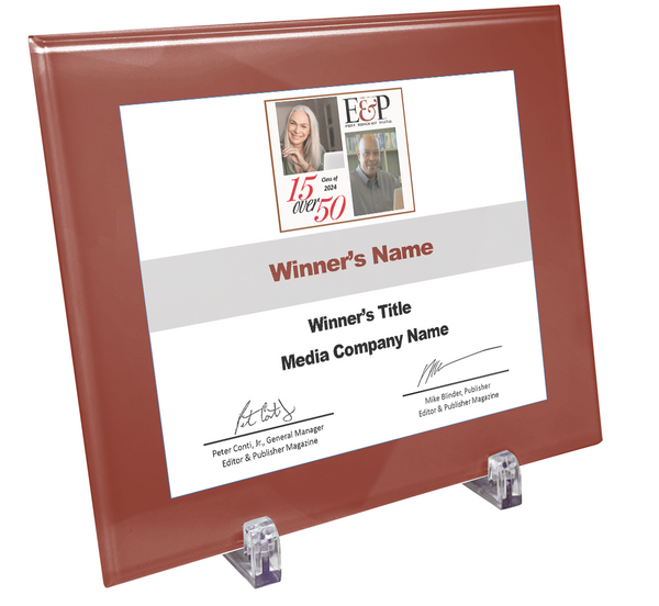 Editor and Publisher Award Plaque | Glass