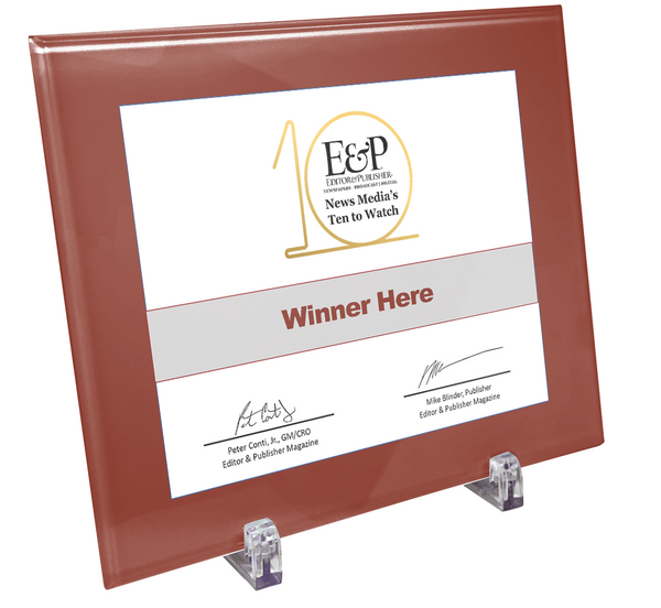 Editor and Publisher Award Plaque | Glass