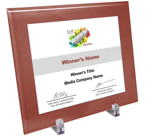 Editor and Publisher Award Plaque | Glass