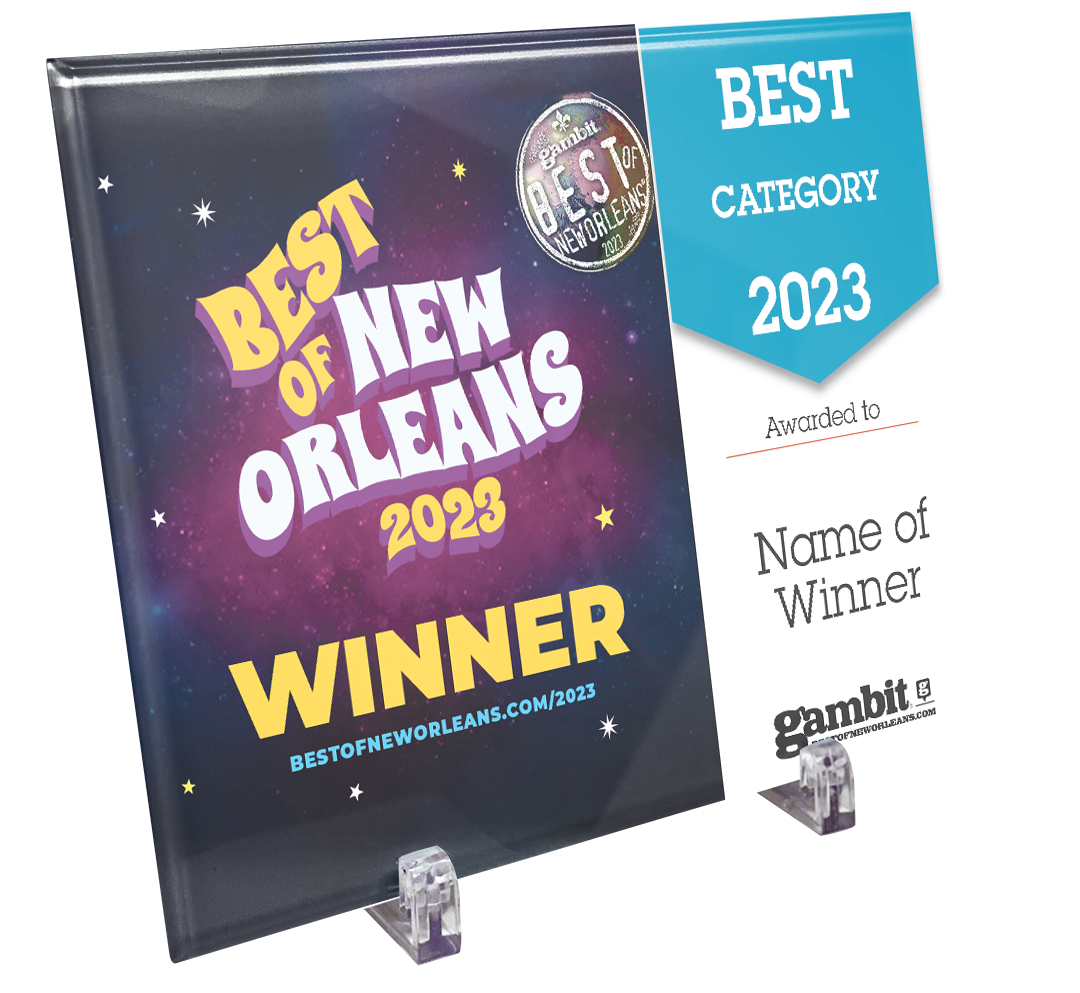 Gambit "Best of New Orleans" Award Plaque - Crystal Glass