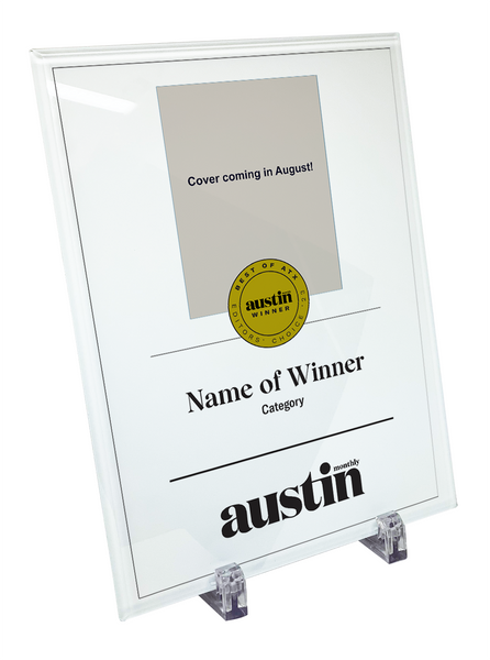Austin Monthly "Best of ATX" Glass Cover Award Plaque
