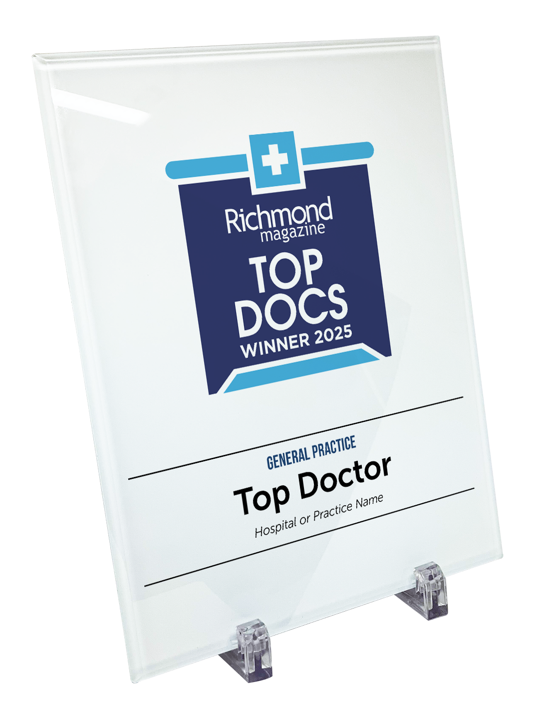 Richmond Magazine "Top Docs" Logo Award Glass Plaque