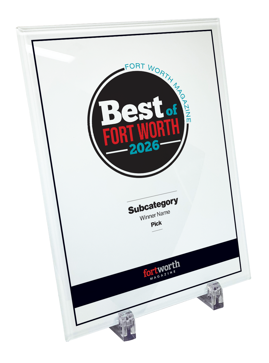 Fort Worth Magazine Best Of Crystal Plaque - Award