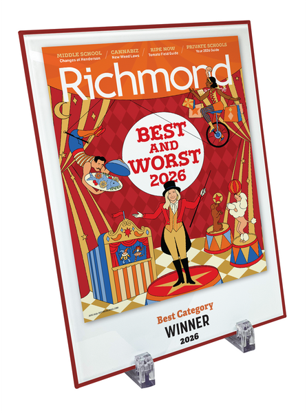 Richmond Magazine "Best & Worst" Cover Award Glass Plaque