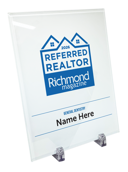 Richmond Magazine "Referred Real Estate Agents" Logo Award Glass Plaque