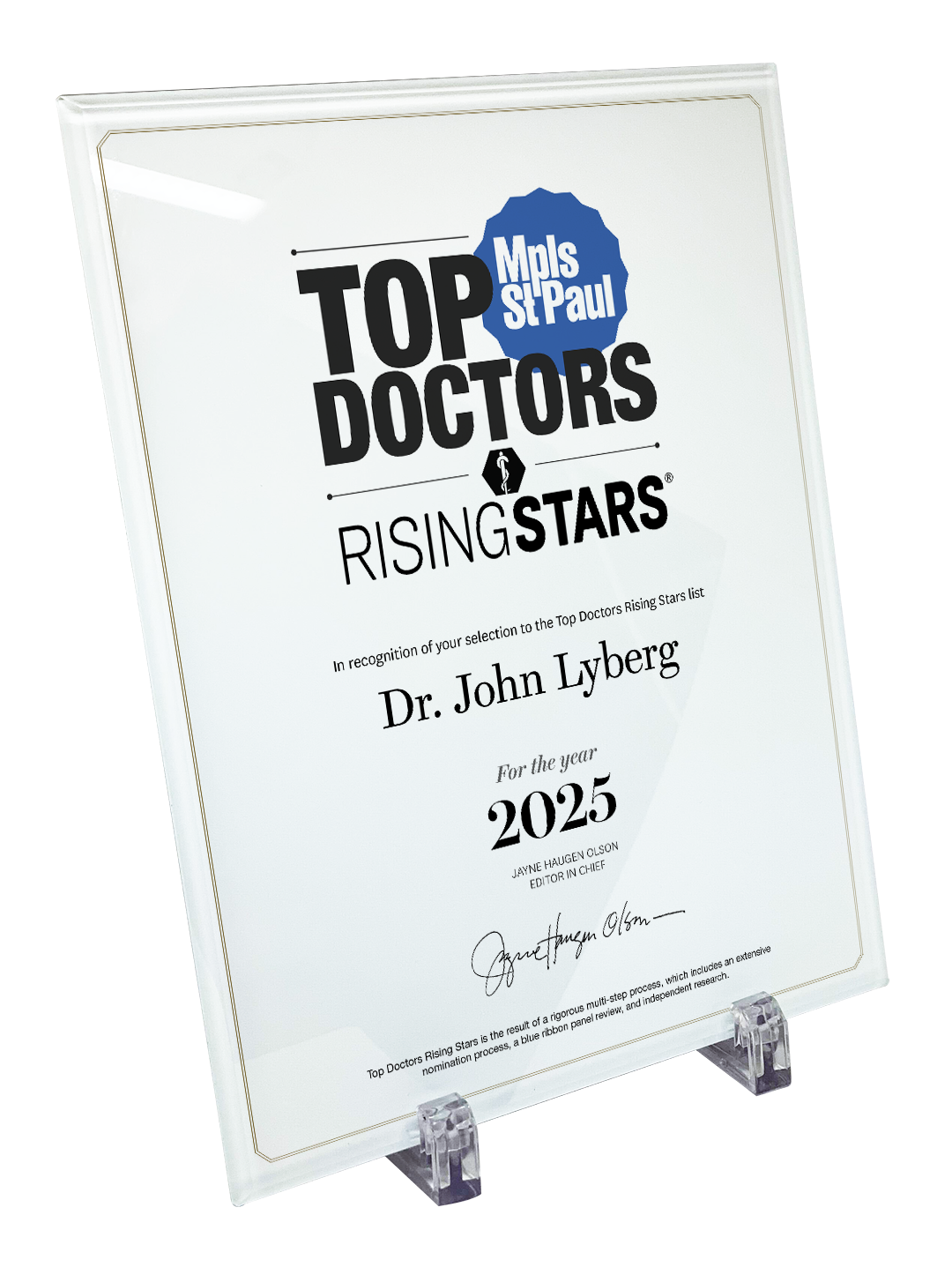 Mpls St. Paul - Top Doctors Rising Stars Awards - Crystal Glass