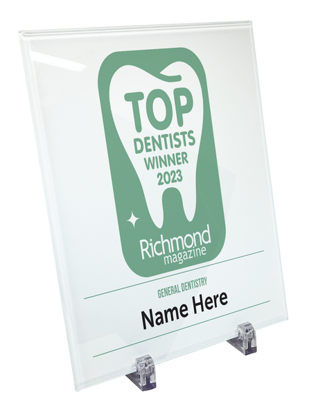 Richmond Magazine "Top Dentists" Logo Award Glass Plaque