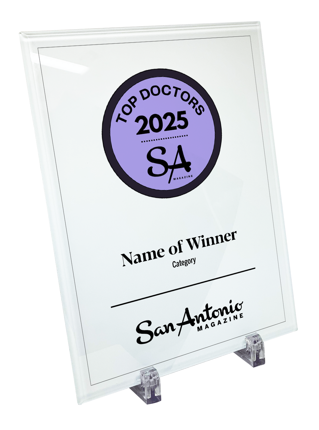 San Antonio Magazine "Top Doctors" Glass Cover Award Plaque