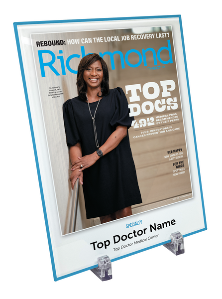 Richmond Magazine "Top Docs" Cover Award Glass Plaque