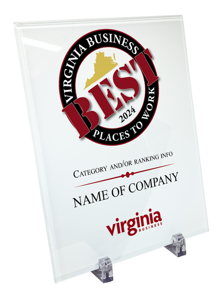 Best Places to Work Glass Award Plaque