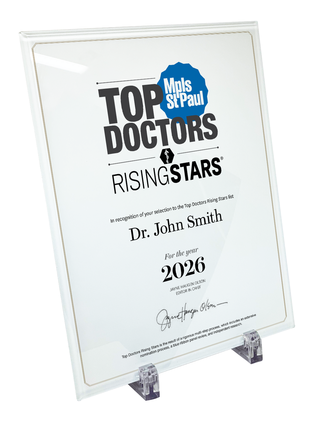 Mpls St. Paul - Top Doctors Rising Stars Awards - Crystal Glass