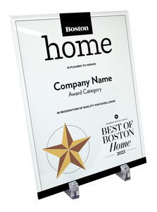 "Best of Boston Home" Award Plaque - Glass