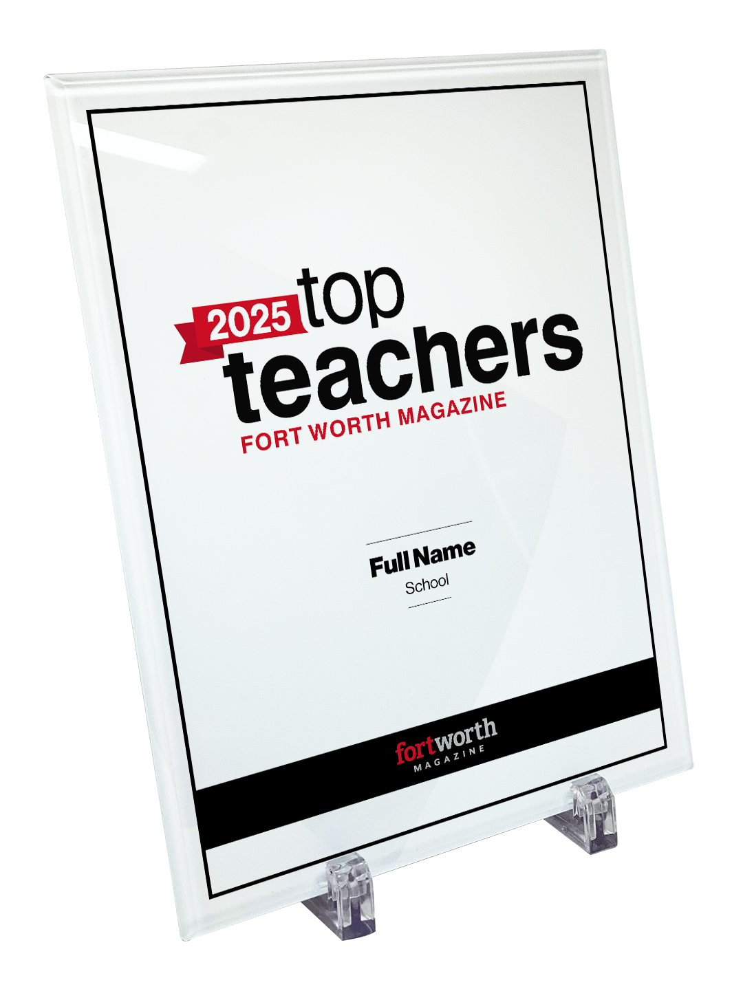 Fort Worth Magazine Top Teachers Crystal Plaque - Award