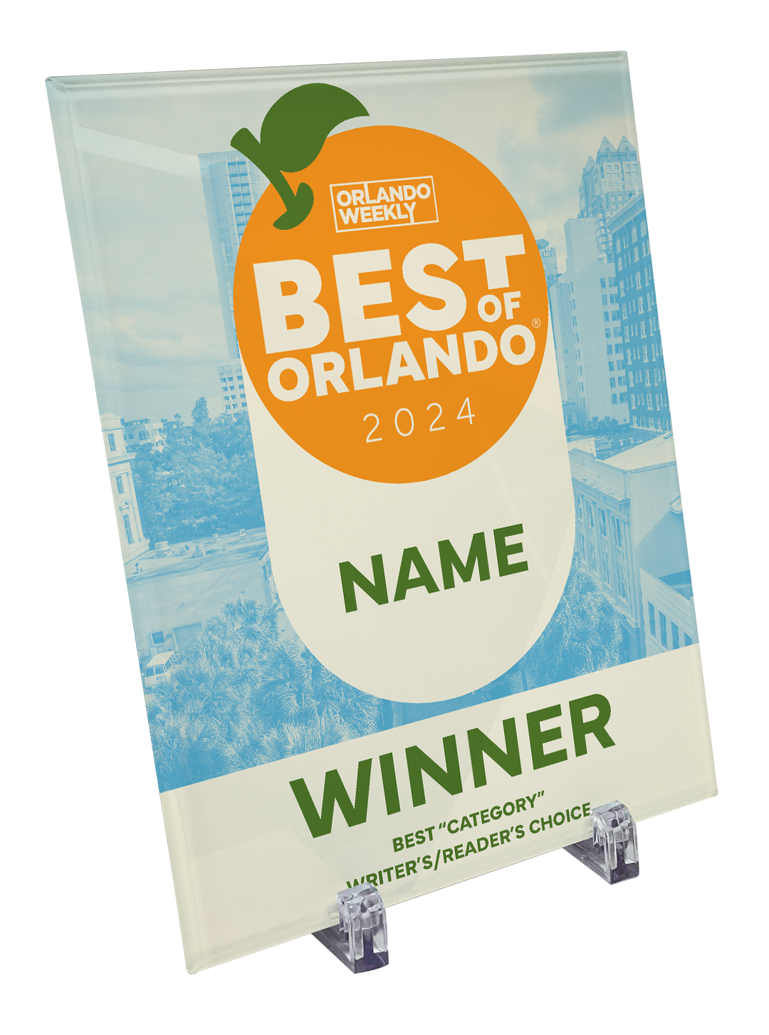 "Best of Orlando" Award Plaque - Glass