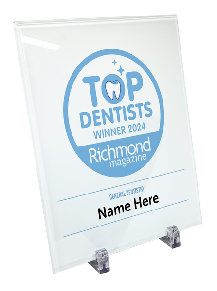 Richmond Magazine "Top Dentists" Logo Award Glass Plaque