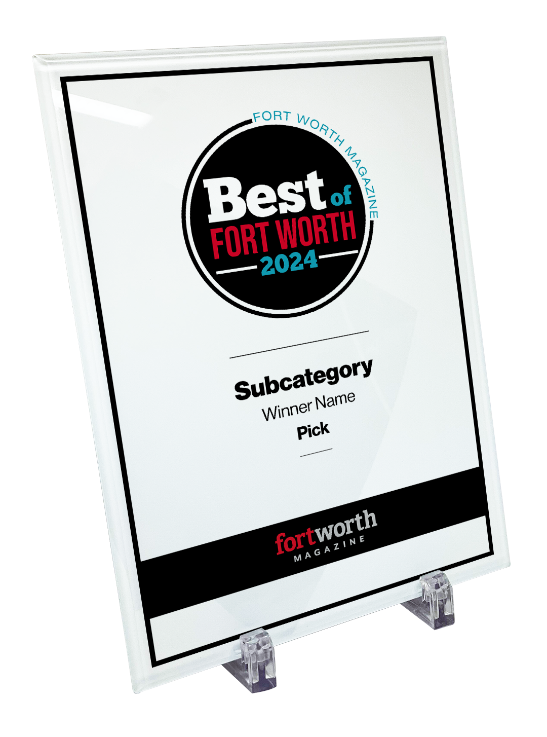 Fort Worth Magazine Best Of Crystal Plaque - Award
