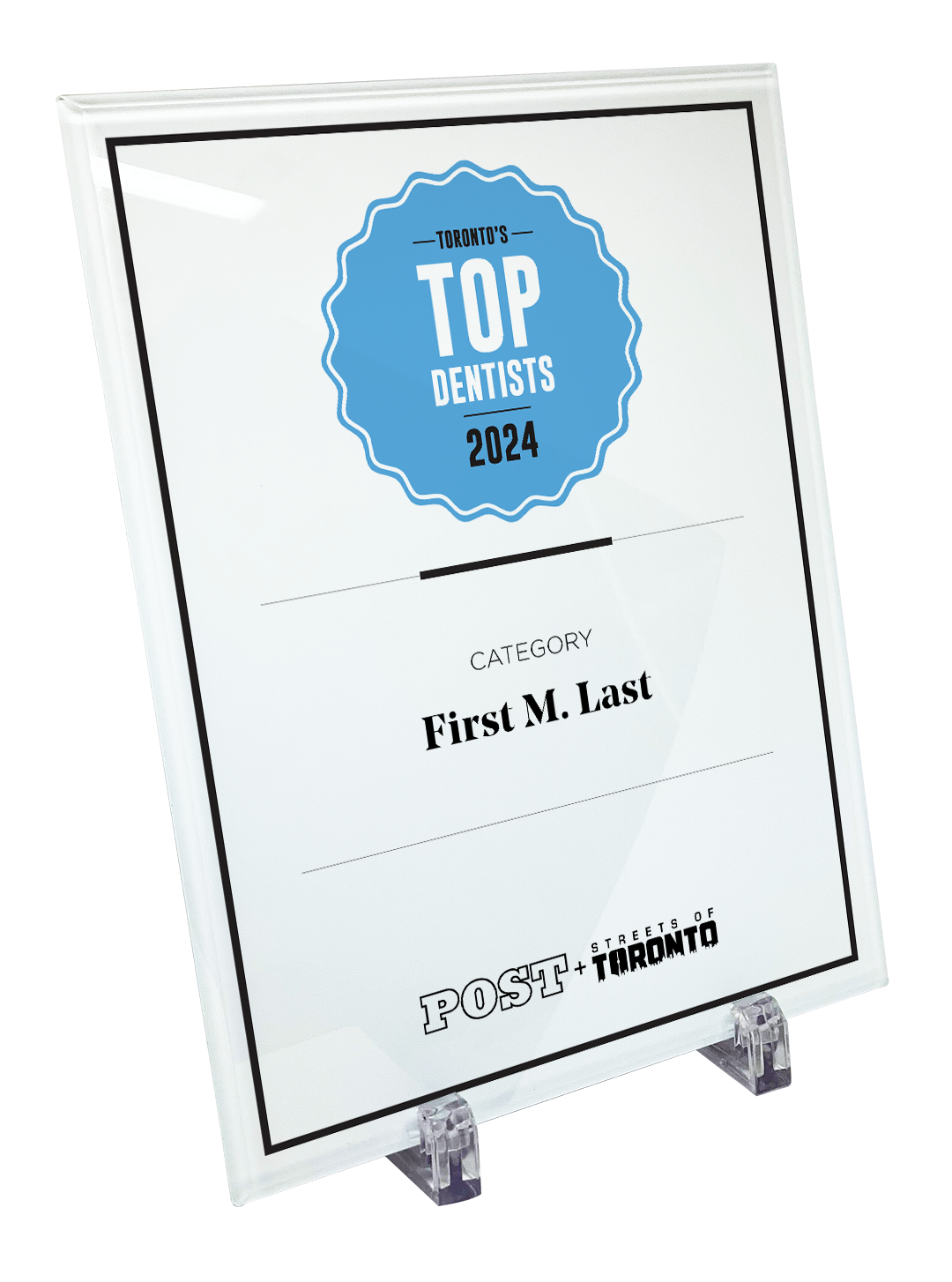 Post City Top Dentists - Crystal Glass Plaque