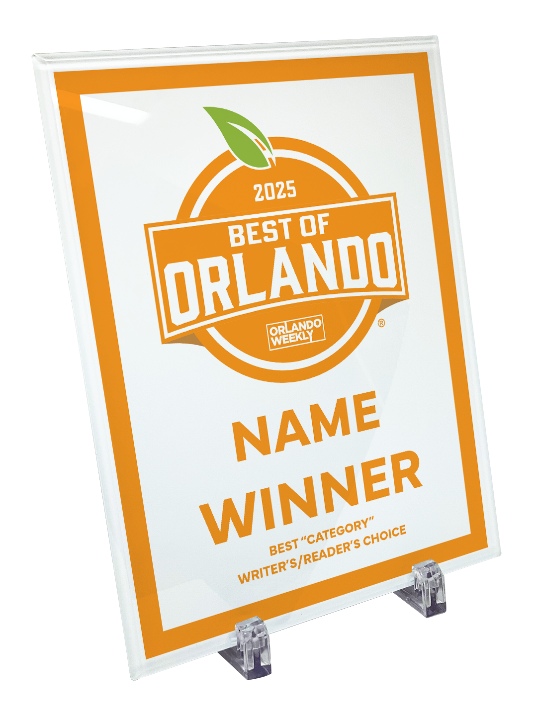 "Best of Orlando" Award Plaque - Glass