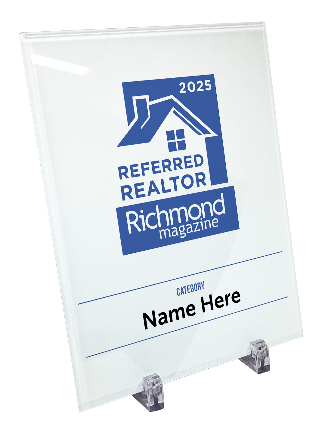 Richmond Magazine "Referred Real Estate Agents" Logo Award Glass Plaque