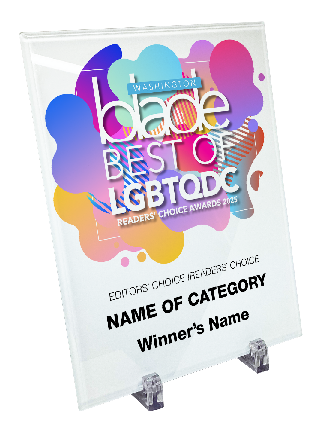 Washington Blade Best of LGBTQ DC Award - Crystal Glass Plaque