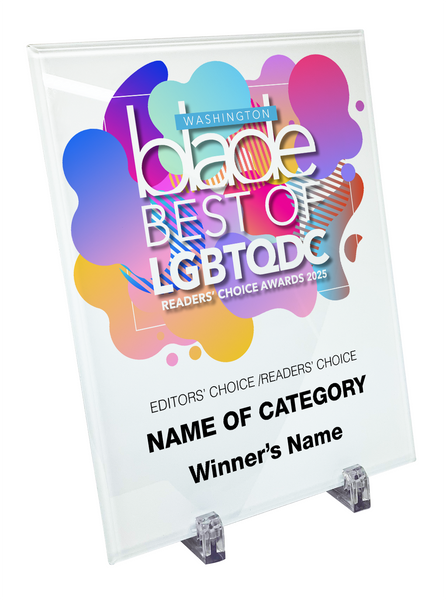 Washington Blade Best of LGBTQ DC Award - Crystal Glass Plaque
