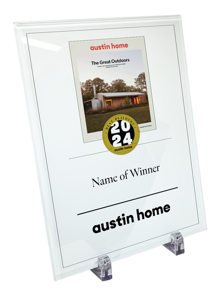 Austin Home "Best Builders" Crystal Glass Award Plaque