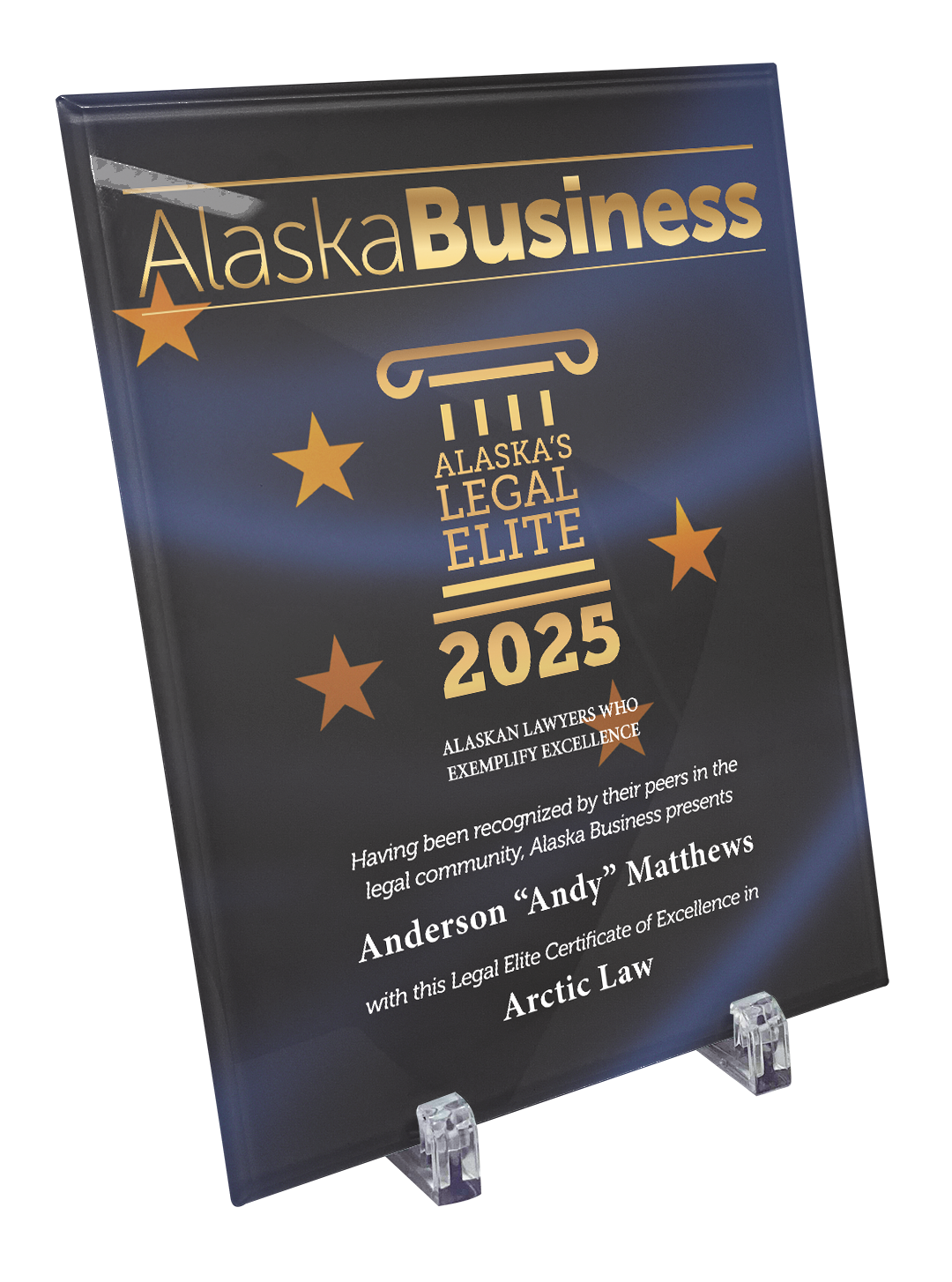 Commemorative Alaska Legal Elite Crystal Plaque