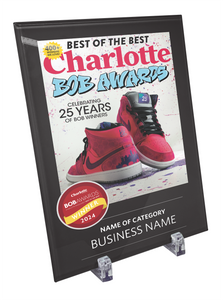 Charlotte Magazine "BOB" Award Plaque - Glass