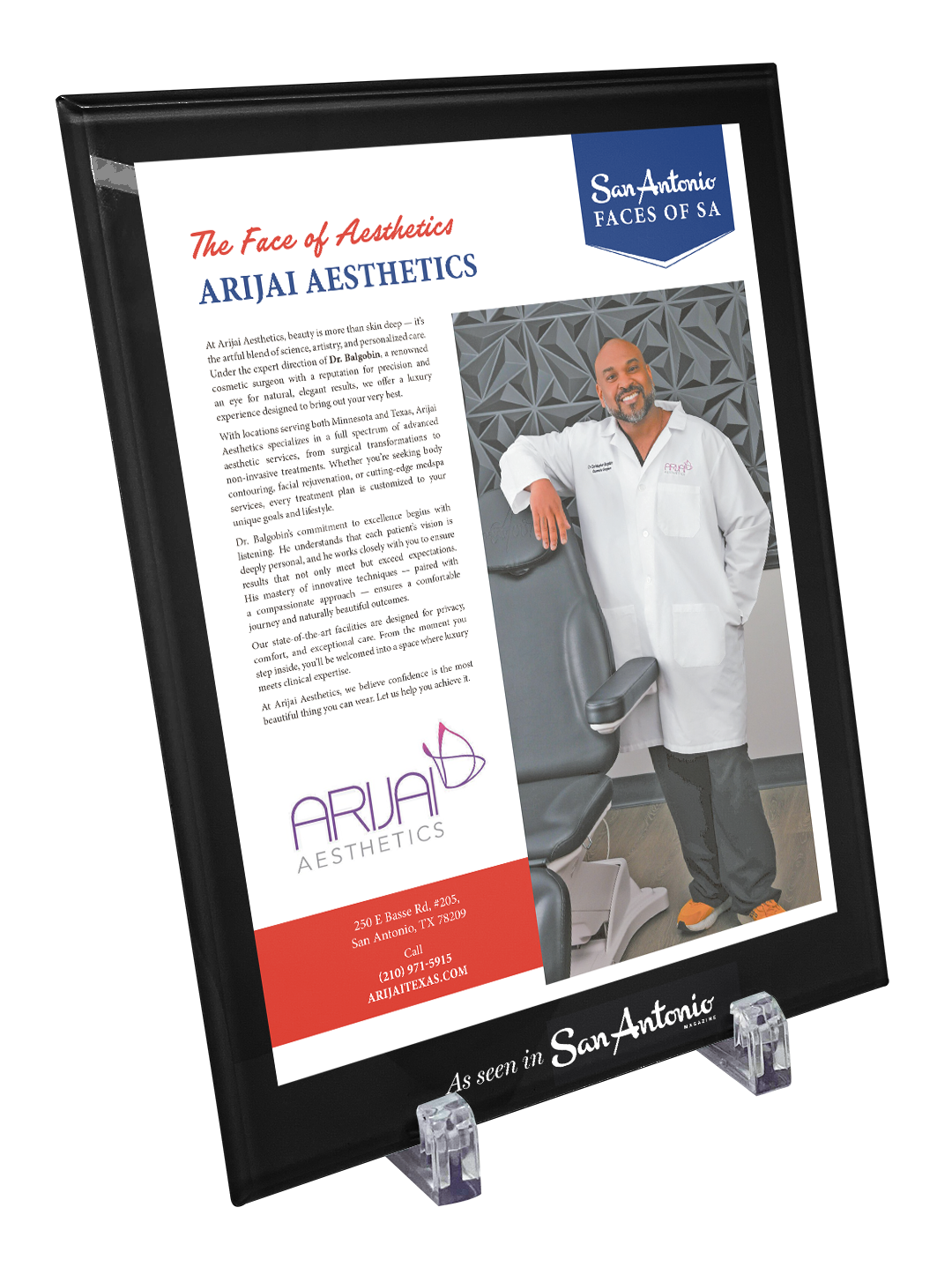 San Antonio Magazine FACES - Glass Plaque
