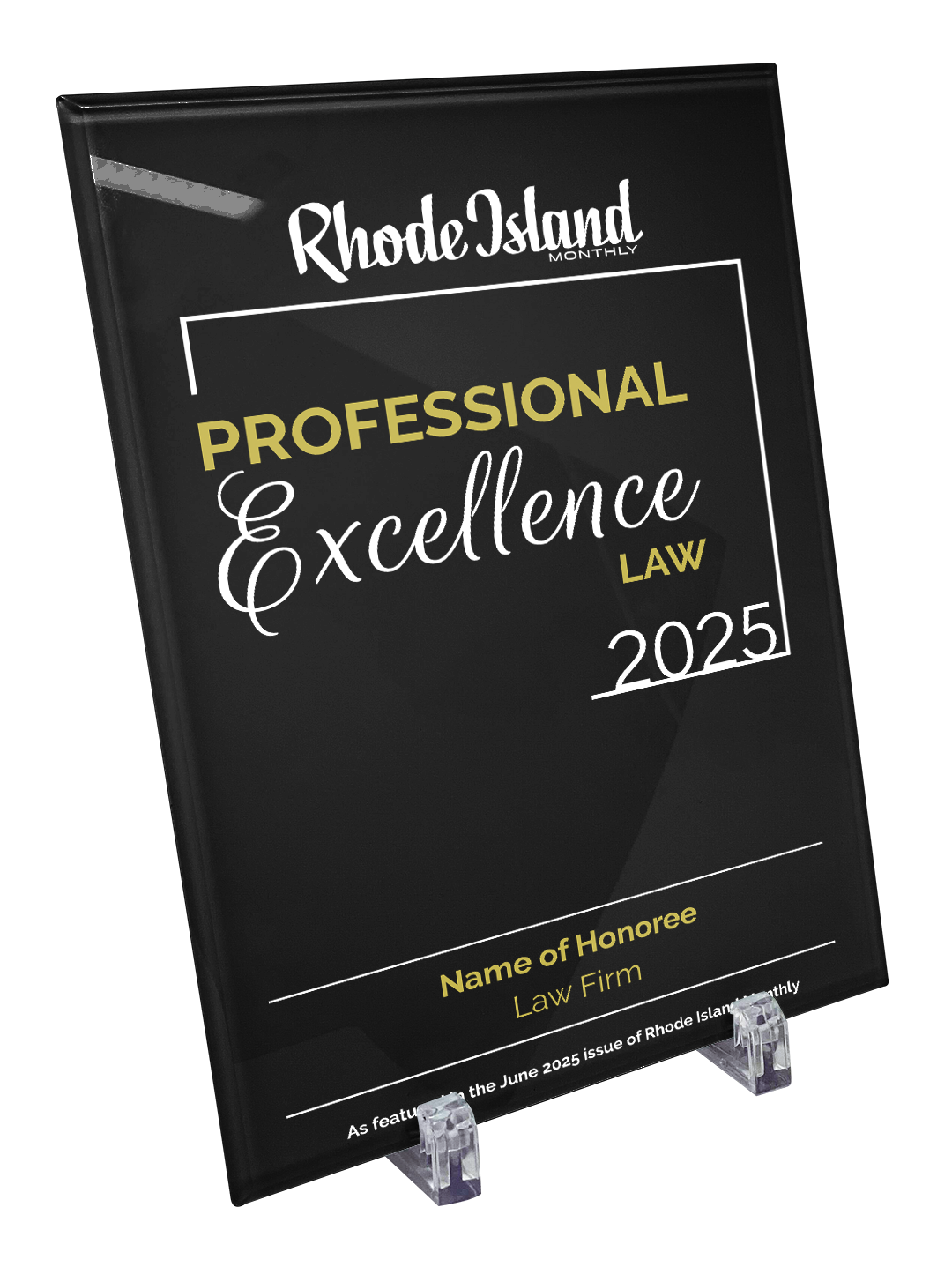 Rhode Island Monthly Excellence in Law Award | Glass Plaque