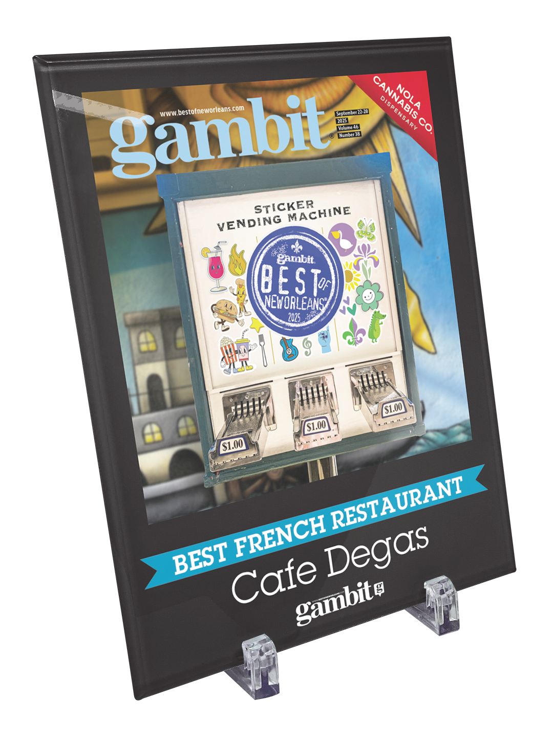 Gambit "Best of New Orleans" Award Plaque - Crystal Glass