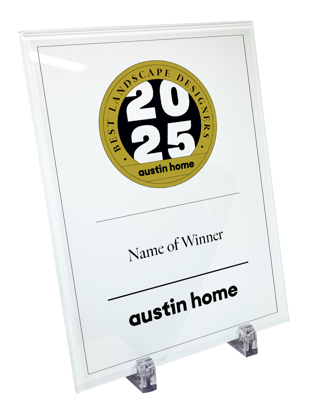 Austin Home "Landscape Designers" Glass Award Plaque