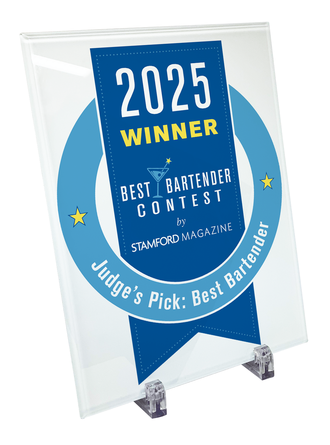 Stamford’s Best Bartender - Transparent Glass Plaque