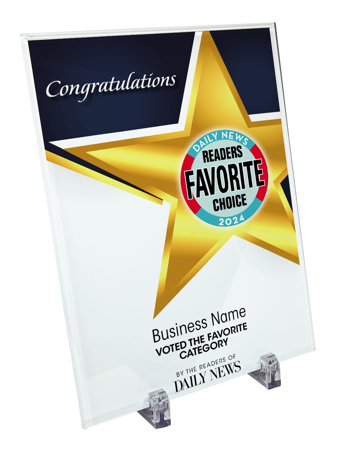 LA Daily News Best Of Certificate and Readers Choice - Crystal Plaque