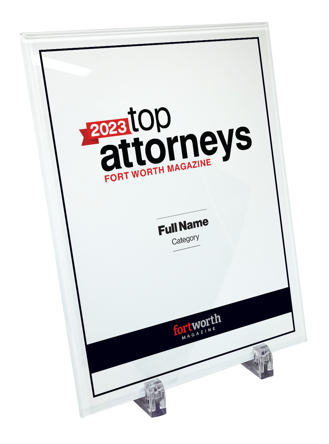 Fort Worth Magazine Top Attorney Crystal Plaque - Award