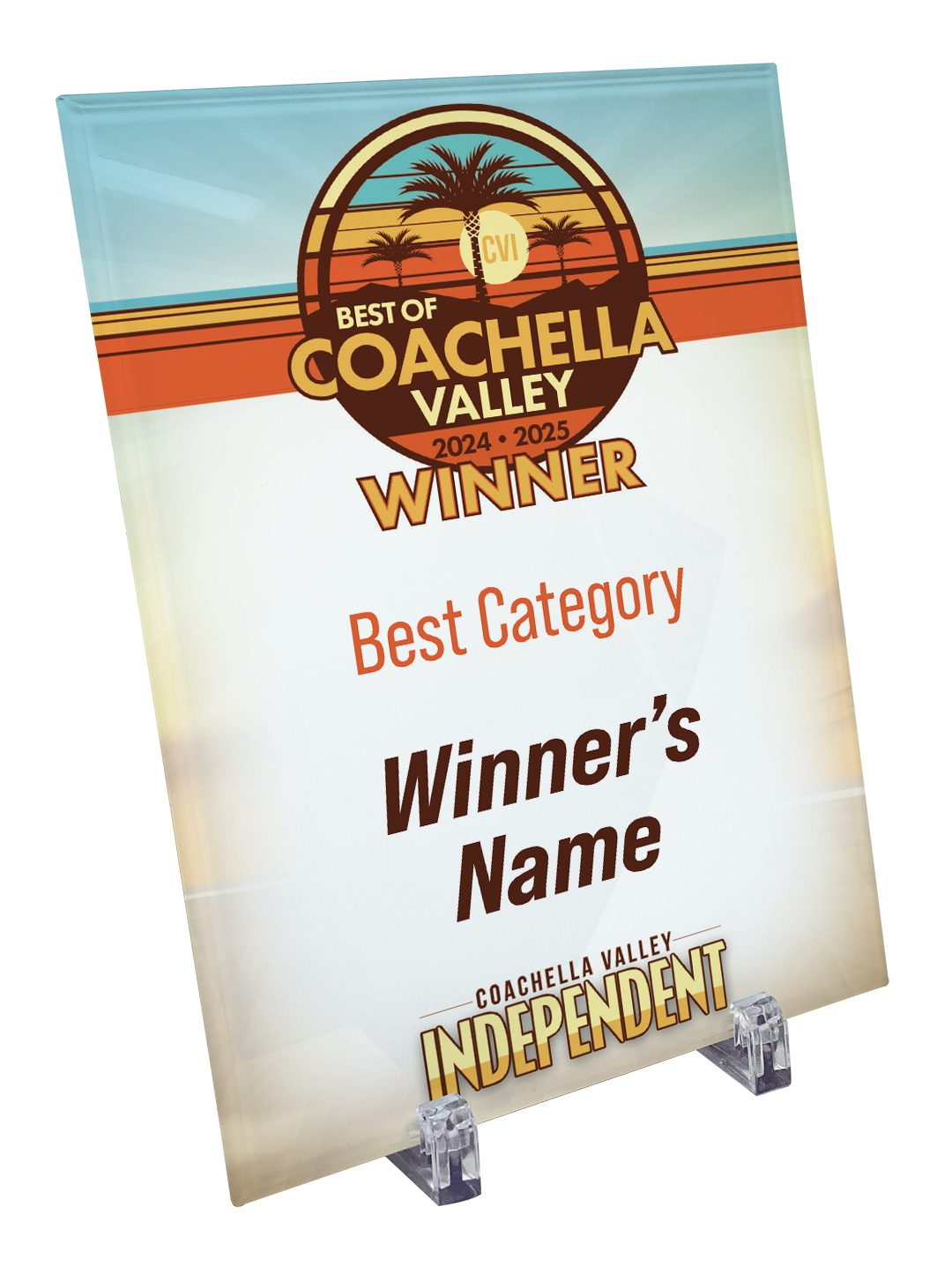 "Best of Coachella Valley" Award Plaque - Glass