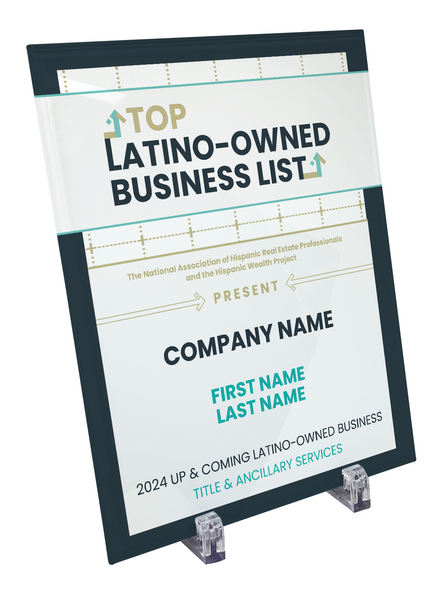 Top Latino Owned Business List Award Crystal Glass