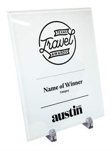 Austin Monthly "Texas Travel Awards" Glass Plaque